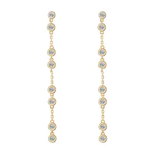 18K Gold Earring Diamond Wedding Fashion Jewelry Earrings Women Yellow Gold Dangle Customized Jewelry