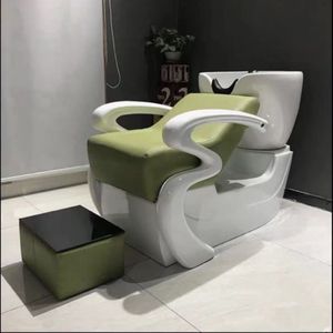 Sillón de Lavado de Cabello Moderno de Cerámica para Salón, Tapizado con Esponja de Alta Densidad, Reposapiés Individual, Estación de Lavado de Cabello Comercial - Product Image 1