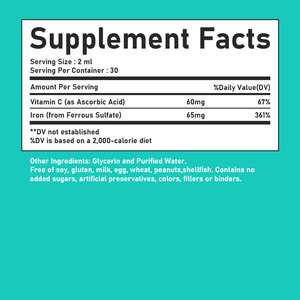 Custom Label Iron Liquid Drops with Vitamin C Immune Support Energy Boost Sugar Free Mineral <b>Supplement</b> Drops - Product Image 6
