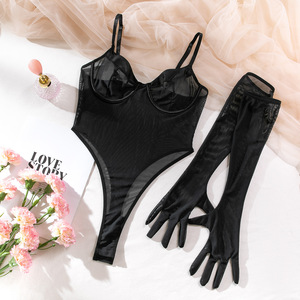 Combinaison ultra-fine transparente à la mode, combinaison sexy de couleur unie pour femme mature - Product Image 6