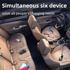 Chargeur de voiture 6 ports 66W USB Chargeur de voiture Port Charge rapide Chargeur de voiture Adaptateur Flush Fit Compatible - Product Image 4