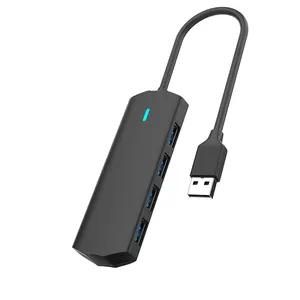 批发制造黑色4端口USB3.0 USB-C 5gbps多端口3.0 USB集线器，用于笔记本电脑的多功能适配器
