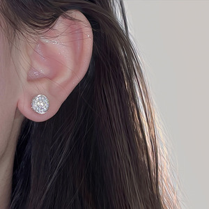 Bling Bling Round Stud <b>Earrings</b> Wholesale Copper 18K Gold Plated Cute Micro Ice Out Zircon <b>for</b> <b>Men</b> Women Gift - Product Image 4