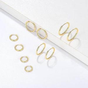 Pendientes Huggie de Oro, Acero Inoxidable, Aro Circular, Joyería para Uso Diario, 10mm 12mm 14mm 16mm - Product Image 2
