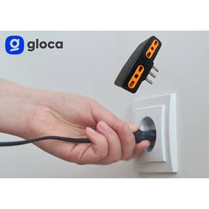 Adaptateur quadruple Gloca 3x, prise 16A, 4 prises, 250V AC, sécurité, plastique noir, multiprise - Product Image 6