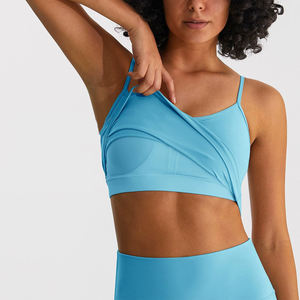 여성용 오픈 백 수분 위킹 스포츠 브라 맞춤형 운동 피트니스 체육관 탱크 탑 브래지어 내장 - Product Image 2