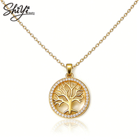 Collier pendentif Arbre de Vie plaqué or 14 carats avec incrustation de zircon, bijou tendance pour femme, à porter au quotidien, idéal comme cadeau