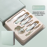 Kit de manucure et pédicure 6-en-1 gris et jaune, avec coupe-ongles en acier inoxydable et étui en cuir PU – Outils de soins personnels