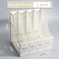Organisateur de fichiers de bureau à 4 compartiments, boîte de rangement de documents multi-niveaux, panier de classement et support d'archives pour bureau