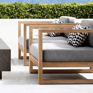 정원 테라스 발코니 또는 빌라 안뜰 방수 및 자외선 차단제 레저 가구를위한 야외 티크 목재 소파 세트 - Product Image 4