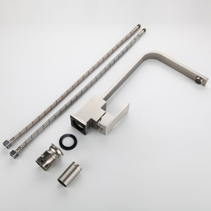 Grifo de cocina de Tubo plano cuadrado moderno para <span class=keywords><strong>Amazon</strong></span>, grifo de fregadero de acero inoxidable 304 frío y caliente, núcleo de válvula de cerámica, diseño doméstico - Product Image 2