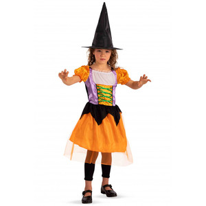 DISFRAZ DE BRUJA NARANJA PARA NIÑAS TALLA 6-7 AÑOS - Product Image 1