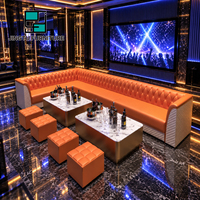 Sièges de banquettes modulaires en cuir orange en forme de U, modernes, pour bars, discothèques, hôtels, clubs, salons. Personnalisables, OEM, ODM, vente en gros, fabricant.