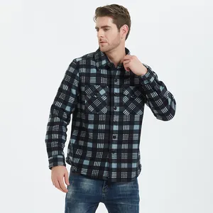 New fashion Men Classic Winter Outdoor Long Sleeve Button Camping Warm Thick Lightweight Plus Size Hooded Flannel shirt jacket