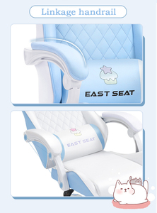 <strong>Pink</strong> Foldable Swivel Gaming <strong>Chair</strong> with Massage Function Ergonomic PU Leather Design - Product Image 5