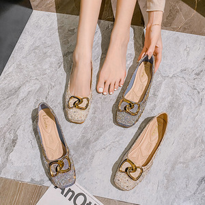 2025 printemps chaussures plates soirée brise une étape bateau dentelle diamant femmes chaussures simples grandes femmes chaussures simples - Product Image 2