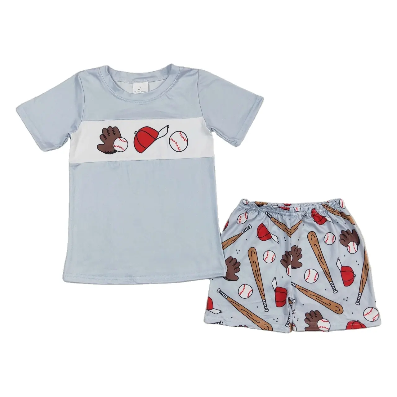 Wholesale Kids Ball Sets Toddler Blue Short Sleeves Shirt Tops Baseball Shorts Children Summer Outfit Baby Boy Clothes