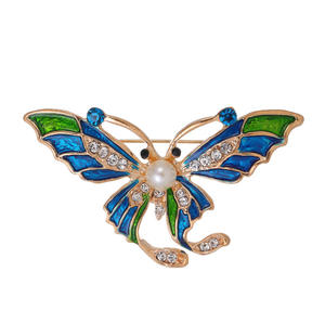 Émail personnalisé papillon et oiseau dames broche broche en alliage de zinc or argent 6 pièces cadeau de fête - Product Image 5