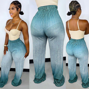 <span class=keywords><strong>Pantaloni</strong></span> Casual Glitterati per Donne, <span class=keywords><strong>Pantaloni</strong></span> Svasati Ombré Lunghi, <span class=keywords><strong>Pantaloni</strong></span> Larghi Luccicanti per Ragazze e Adulte - Product Image 2