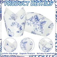 Chinoiserie Bleu Blanc Fleur Tulipe Cupcake Liner Papier Mini Cuisson Tasses Muffin Wrappers pour Tea Party Nuptiale Douche Décoration
