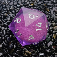Dés à jouer D20 géant de 55 mm en résine liquide écologique peinte, à 20 faces, avec noyau polyédrique carré unique pour DND et RPG