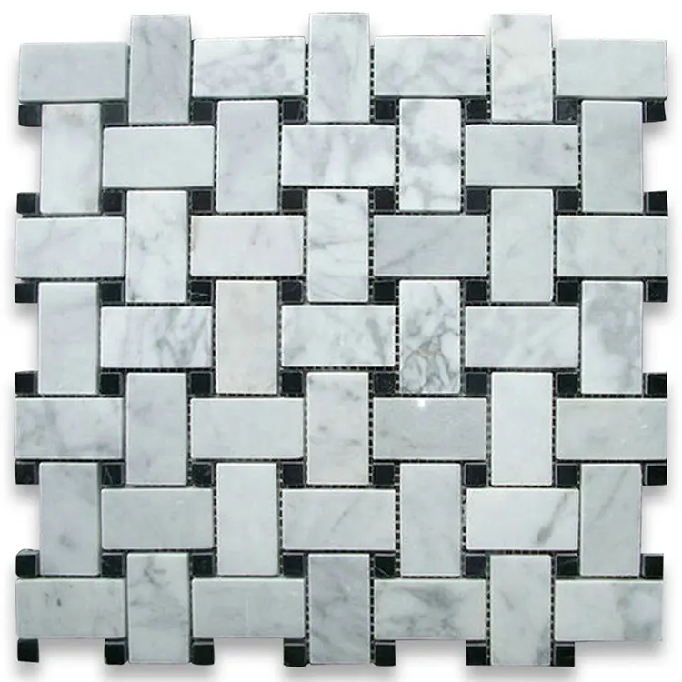 Carrara White Marble Basketweave Mosaic Tile