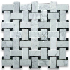 Panier en marbre blanc moderne RF Mosaïque tissée Dosseret RF Carrara Style pour murs intérieurs <span class=keywords><strong>Parquet</strong></span> Design Solution graphique - Product Image 1