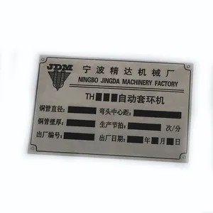 Best price aluminum metal nameplates, custom machine nameplate