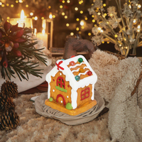 Mini maison de Noël lumineuse à LED 5,9x5,5x7cm, fonctionnant sur piles, figurine de maison à lumière blanche pour la décoration des fêtes
