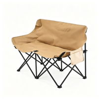 Chaise de camping moderne deux places avec tissu Oxford 600D et cadre en acier carbone, pliable pour le camping, la plage, le jardin, la terrasse, le salon