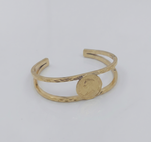 DIVYORO Heritage Coin Emblem Gold Plated Kada for <b>Men</b> Stylish Designer Bracelet Premium Gold Finish Open Cuff Fashion Jewelry - Product Image 4