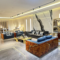 Canapé d'angle de style italien haut de gamme en acier inoxydable, léger, modulaire de luxe pour plusieurs personnes, ensemble de salon pour villa