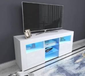 L-образный шкаф для телевизора, блестящая белая Подставка для телевизора, светодиодный стол для телевизора - Product Image 6