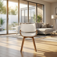 Chaise de salle à manger moderne en bois courbé style Sherpa avec siège rembourré, design minimaliste pour la maison, le bureau et le salon