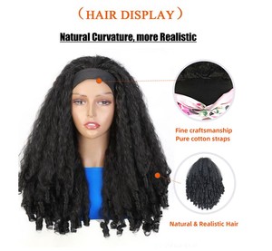Perruques Afro Bouclées Crépues pour Femmes Noires, <span class=keywords><strong>Longue</strong></span> <span class=keywords><strong>Perruque</strong></span> Bandeau Synthétique Classique, Cheveux Ondulés Bouclés Printaniers Volumineux, Perruques Sans Colle - Product Image 4