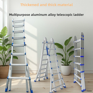 Petite échelle <span class=keywords><strong>de</strong></span> plate-forme <span class=keywords><strong>de</strong></span> travail géante à forte charge télescopique pliante en alliage d'aluminium épaissi antidérapant pour le ménage - Product Image 2