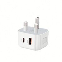Adaptateur Chargeur Secteur 20W à 2 Ports USB-C et USB-A à Charge Rapide pour Téléphones Portables, Ordinateurs Portables et Tablettes, Compatible Prises EU, UK, US