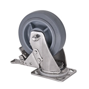 6 Zoll Industrial Caster Hand Truck TPR Trolley Wheel Caster Hochleistungs-Schwenk-Flach rad Anpassbare Platten rollen - Product Image 5