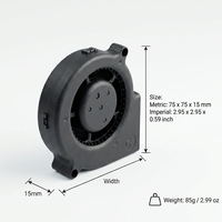 Ventilateur de refroidissement électrique sans balais à courant continu 7515 mm personnalisable 12 V 2,76-6,96 W OEM/ODM pour purificateur d'air de voiture