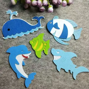 Buatan Tangan Merasa Stiker Bentuk Ikan Die Cut Hewan Laut Dalam Bentuk Bulu Kempa/Bulu
