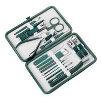 Ensemble professionnel de manucure et pédicure en acier au carbone, kit de toilettage de voyage, boîte de soin des ongles portable 18 pièces