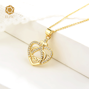 Delicata Collana in Rame Placcato Oro 14K con Zirconi, Ciondolo a Cuore <span class=keywords><strong>Sole</strong></span> Luna <span class=keywords><strong>Mamma</strong></span>, Catena Trendy da Donna per <span class=keywords><strong>la</strong></span> Clavicola, Gioielli alla Moda per <span class=keywords><strong>la</strong></span> Festa della <span class=keywords><strong>Mamma</strong></span> - Product Image 3