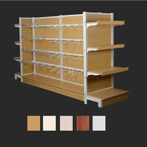Exhibición de producción personalizada, estante de madera para supermercado, serie y estantes usados para el mercado