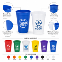 Gobelet de stade réutilisable en plastique de 16 oz sans BPA, avec logo personnalisé imprimé, gobelet souvenir pour événements sportifs et fêtes