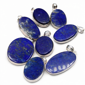 Pendentif en argent allemand et lapis-lazuli avec polissage argenté 2 microns - bijoux en cristal/pierre précieuse pour la fête des mères - Product Image 2