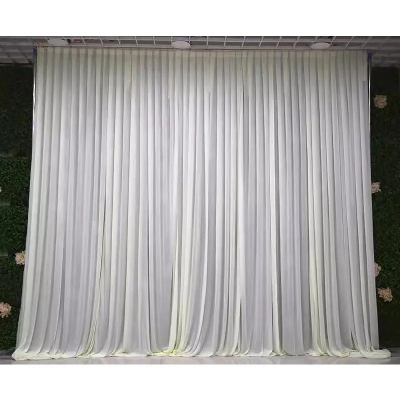 LZB063 100% polyester party event backdrop ice silk white drapes for weddings party event decoration