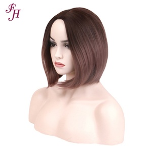FH 13นิ้วความยาวไหล่สีน้ำตาลเข้มตรงกลางวิกผมบ๊อบตรงวิกผมสังเคราะห์ทนความร้อน - Product Image 4