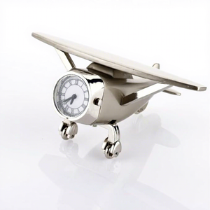 Aeroplane Miniature Table <b>Clock</b> Paper Weight Vintage Analog <b>Desk</b> <b>Clock</b> Roman Numerals Home Office Corporate Gift - Product Image 3