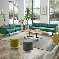 Meubles de bureau italiens de luxe modernes, design simple, ensemble de canapés en cuir PU avec pieds en métal, vente en gros