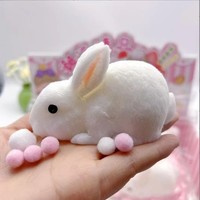 Jouet Squishy Lapin Blanc Mignon en Plastique, Doux et Humide, à Rebond Lent, Anti-Stress, pour Interaction Parent-Enfant, Cadeaux Promotionnels pour Salons Professionnels